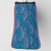 青とピンクの珊瑚礁パターン ゴルフヘッドカバー (回転90)