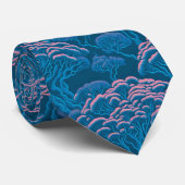 青とピンクの珊瑚礁パターン ネクタイ (ロール)