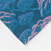 青とピンクの珊瑚礁パターン フリースブランケット (角)