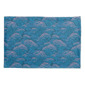 青とピンクの珊瑚礁パターン 枕カバー (裏面)