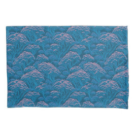 青とピンクの珊瑚礁パターン 枕カバー