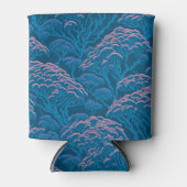 青とピンクの珊瑚礁パターン 缶クーラー (正面)