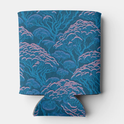 青とピンクの珊瑚礁パターン 缶クーラー (裏面)