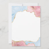 青とピンクの瑪瑙の大理石の性別の表示 招待状 (裏面)