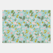 青とピンクの砂漠のフローラ ラッピングペーパーシート (正面3)