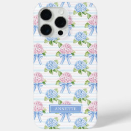 青とピンクの紫陽花ストライプ iPhone 15 PRO MAXケース