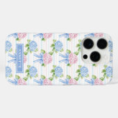青とピンクの紫陽花ストライプ Case-Mate iPhoneケース (裏面 (横))