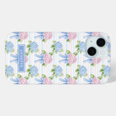 青とピンクの紫陽花ストライプ Case-Mate iPhoneケース (裏面 (横))