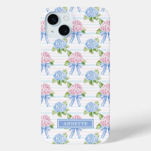 青とピンクの紫陽花ストライプ Case-Mate iPhoneケース (裏面)