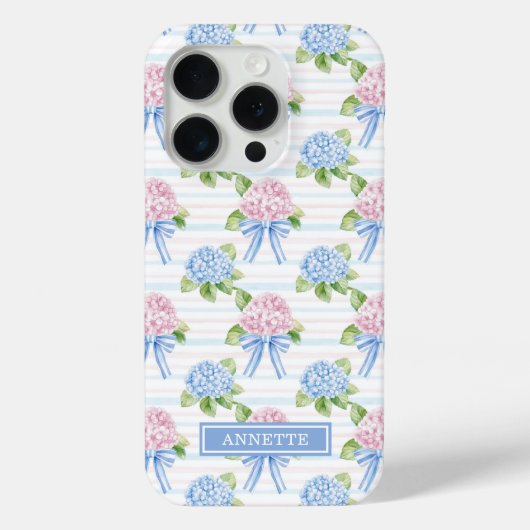 青とピンクの紫陽花ストライプ Case-Mate iPhoneケース (裏面)