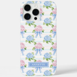 青とピンクの紫陽花ストライプ iPhone 16 PRO MAXケース