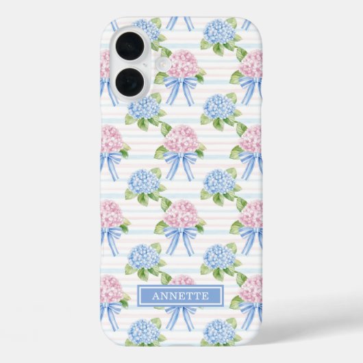 青とピンクの紫陽花ストライプ Case-Mate iPhoneケース (裏面)