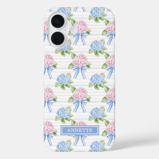 青とピンクの紫陽花ストライプ Case-Mate iPhoneケース (裏面)