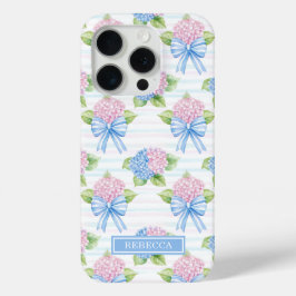 青とピンクの紫陽花 iPhone 15 PROケース