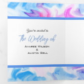 青とピンクの絞り染め 三つ折り招待状 (内部最初)