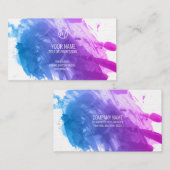 青とピンクの絵を描（ばちゃばちゃ）跳ねる 名刺 (正面/裏面)