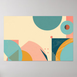 青とピンクの背景を持つ幾何学模様 ポスター