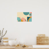 青とピンクの背景を持つ幾何学模様 ポスター (キッチン)