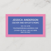 青とピンクの色のブよくはしゃぐロック遊日付 コーリングカード (裏面)