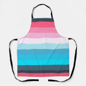 青とピンクの色の濃淡のストライプ エプロン (正面)