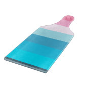 青とピンクの色の濃淡のストライプ カッティングボード (角)