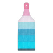 青とピンクの色の濃淡のストライプ カッティングボード (正面)