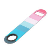 青とピンクの色の濃淡のストライプ スピード栓抜き (正面アングル)