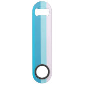 青とピンクの色の濃淡のストライプ スピード栓抜き (裏面)