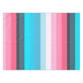 青とピンクの色の濃淡のストライプ テーブルクロス (正面(横))