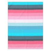 青とピンクの色の濃淡のストライプ テーブルクロス (正面)
