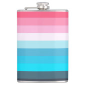 青とピンクの色の濃淡のストライプ フラスク (正面)