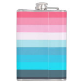 青とピンクの色の濃淡のストライプ フラスク (裏面)