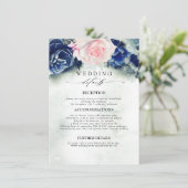 青とピンクの色の花結婚の情報 エンクロージャーカード (スタンド正面)