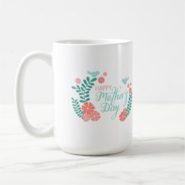 青とピンクの花でお母さんいつもありがとう コーヒーマグカップ