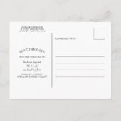 青とピンクの花の日付写真を保存 案内ポストカード (裏面)