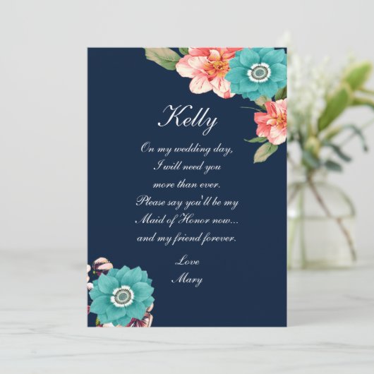 青とピンクの花の植物学的な名誉のメイド 招待状 (スタンド正面)