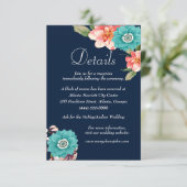 青とピンクの花の植物学的な結婚式の詳細 エンクロージャーカード (スタンド正面)