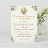 青とピンクの花の金ゴールドクロス結婚式招待状 招待状 (スタンド正面)