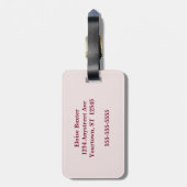 青とピンクの花ピンク背 ラゲッジタグ (裏面縦)