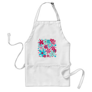 青とピンクの花ファンキーの庭のエプロン。 スタンダードエプロン