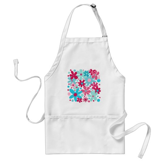 青とピンクの花ファンキーの庭のエプロン。 スタンダードエプロン (正面)