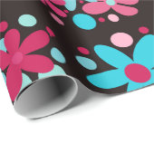 青とピンクの花ファンキー包み紙。 ラッピングペーパー (ロールコーナー)