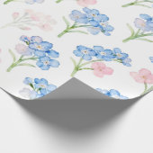 青とピンクの花柄 ラッピングペーパー (角)