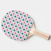 青とピンクの花柄 卓球ラケット (横)