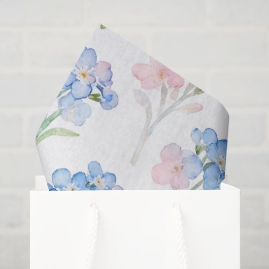 青とピンクの花柄 薄葉紙 (ギフトバッグ)