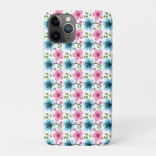 青とピンクの花柄 Case-Mate iPhoneケース (裏)