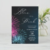 青とピンクの花火　性別発表 招待状 (スタンド正面)