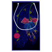 青とピンクの花 スモールペーパーバッグ (裏面)