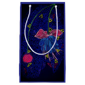 青とピンクの花 スモールペーパーバッグ (正面)