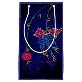 青とピンクの花 スモールペーパーバッグ